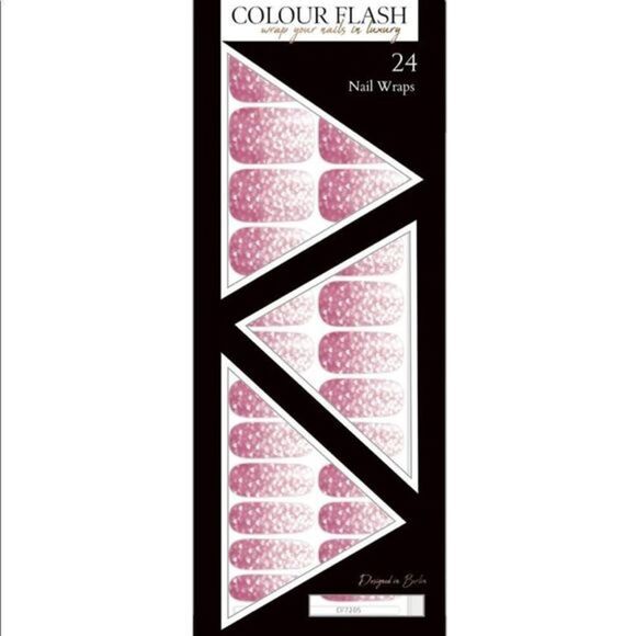 #0527 Colour Flash - Follow My Heart,hearts, ombré on baby pink base, nail wraps - Picture 6 of 12